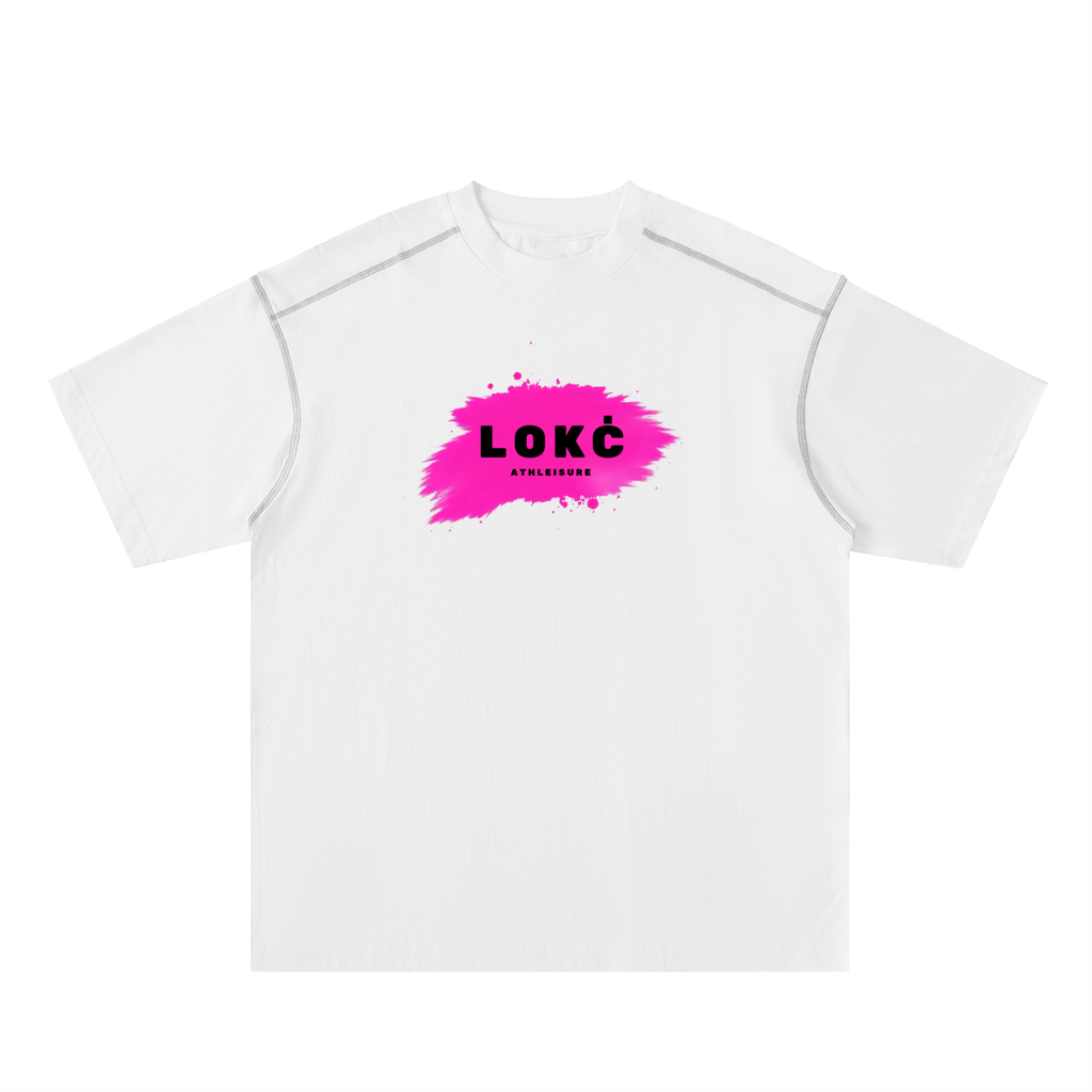 Pink Logo Contrast-Stitched Cotton Tee