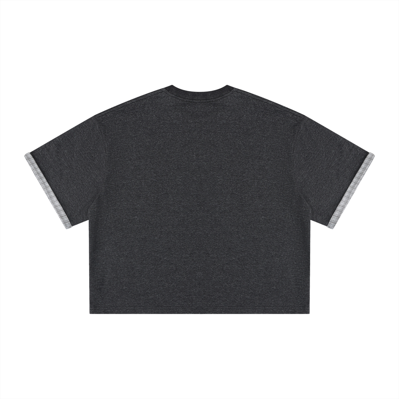 Unisex Boxy Plaid-Lined Double-Face T-Shirt