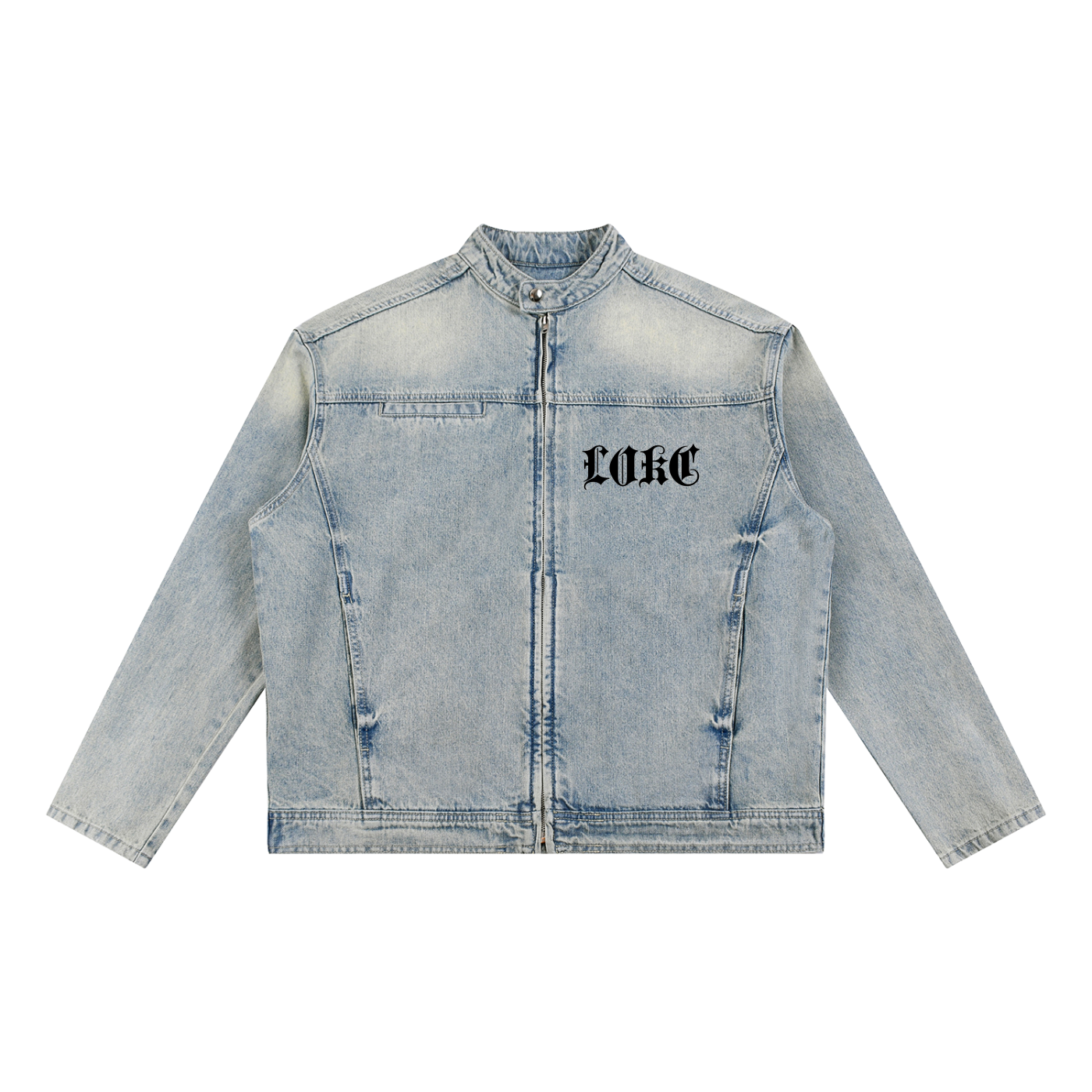 Scribe Logo Vintage Wash Zip Denim Jacket