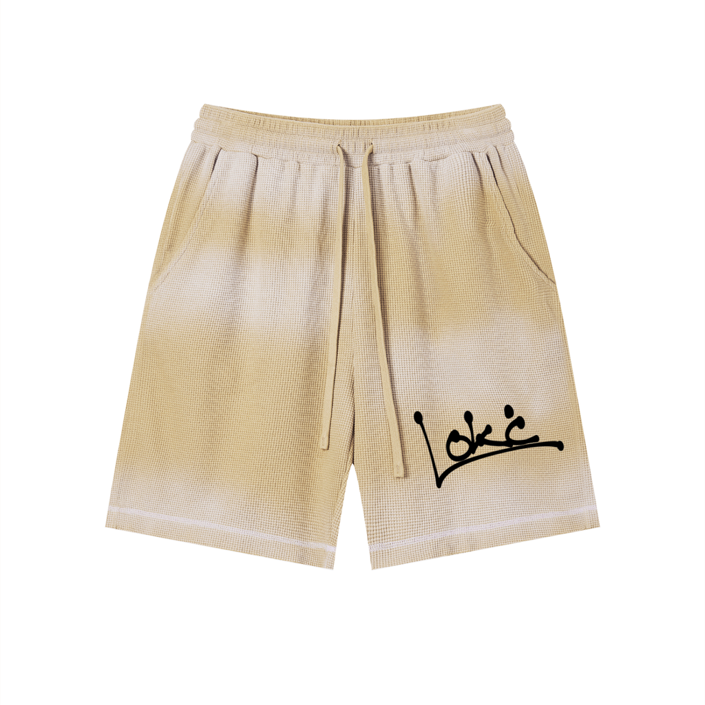 Unisex Sunfade Waffle Raw Hem Shorts
