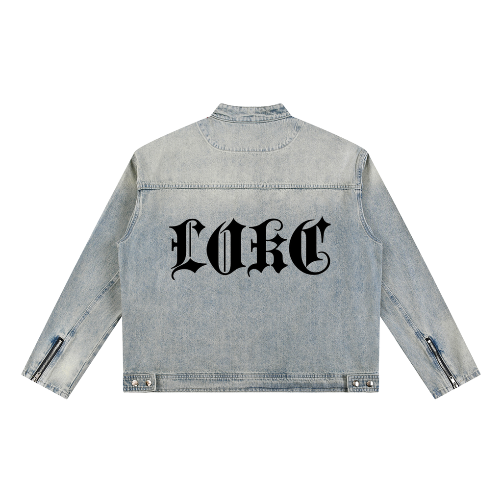 Scribe Logo Vintage Wash Zip Denim Jacket
